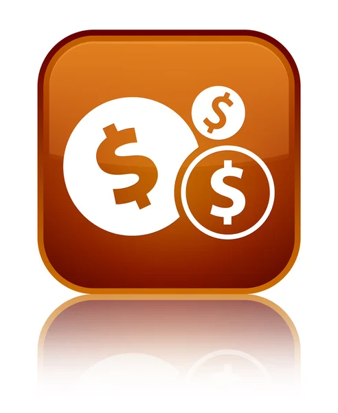 Finances (dollar sign) icon shiny brown square button — Stock Photo, Image