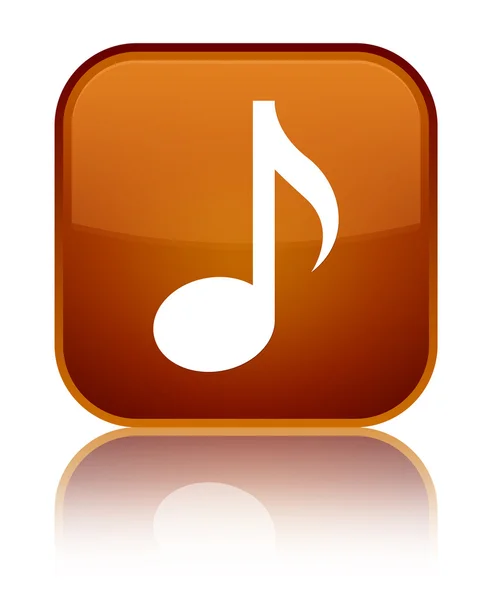 Icona musicale pulsante quadrato marrone lucido — Foto Stock