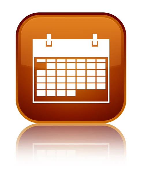 カレンダー アイコン光沢のある茶色の正方形ボタン — ストック写真