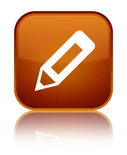 Ołówek ikona błyszczące brązowy kwadratowy przycisk — Zdjęcie stockowe