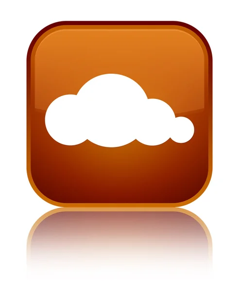 Cloud ikonu lesklé hnědé čtvercové tlačítko — Stock fotografie