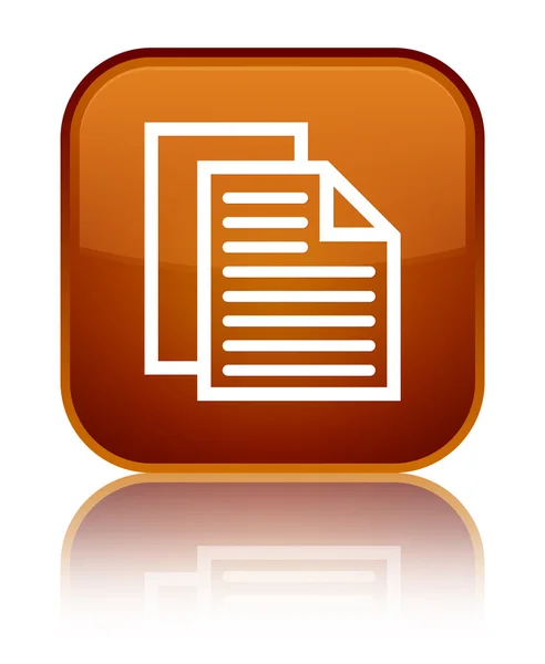 Document pages icon shiny brown square button — Stock Photo, Image