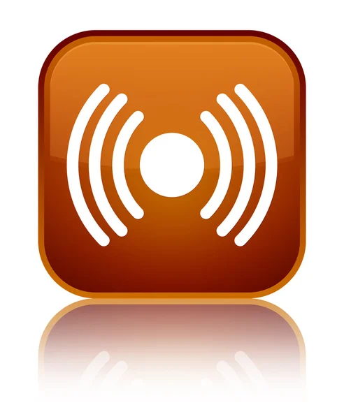 Network signal icon shiny brown square button — Stock Photo, Image