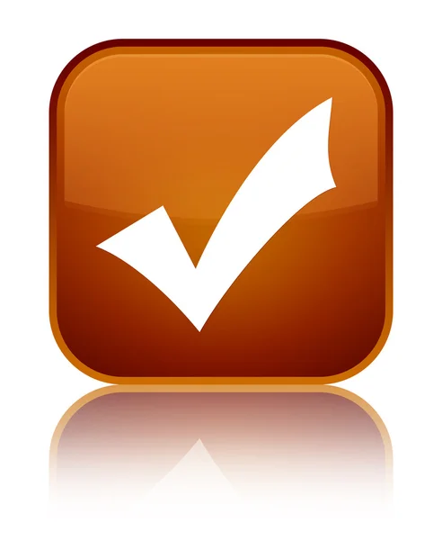 Icono de validación brillante botón cuadrado marrón —  Fotos de Stock