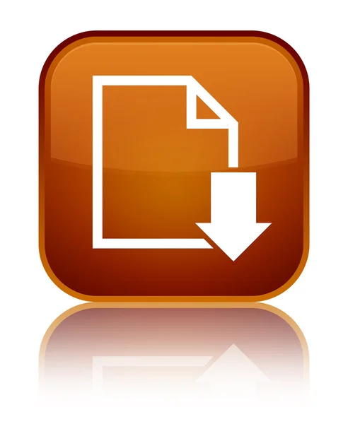 Ladda ner dokument ikon glänsande brun fyrkantiga knappen — Stockfoto
