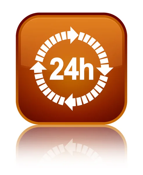 24 horas ícone de entrega botão quadrado marrom brilhante — Fotografia de Stock
