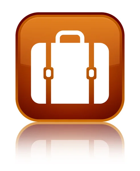 Tasche Symbol glänzenden braunen quadratischen Knopf — Stockfoto