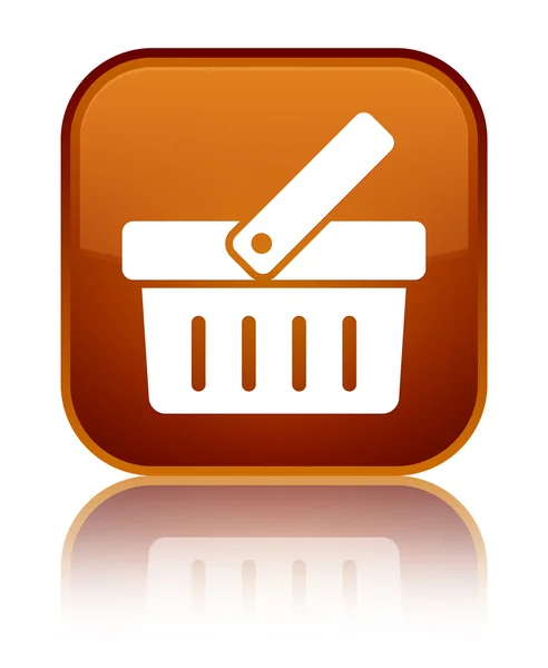 Shopping cart icon shiny brown square button — Stock Photo, Image