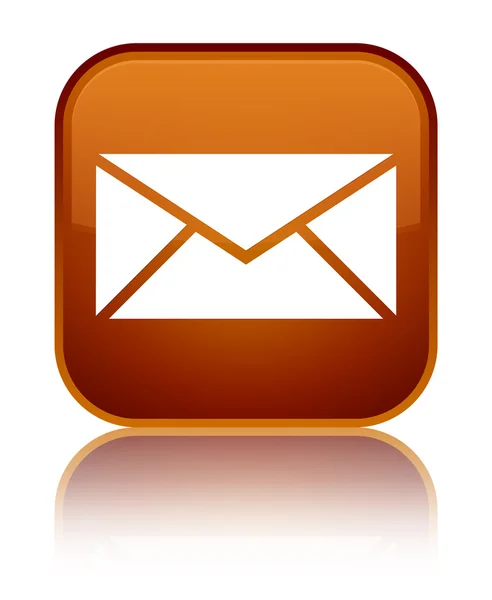 Email icon shiny brown square button — Stock Photo, Image