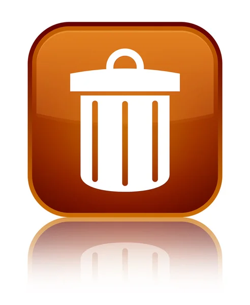 Recycle bin ikonen glänsande brun fyrkantiga knappen — Stockfoto