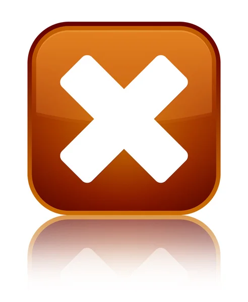 Cancelar ícone brilhante botão quadrado marrom — Fotografia de Stock