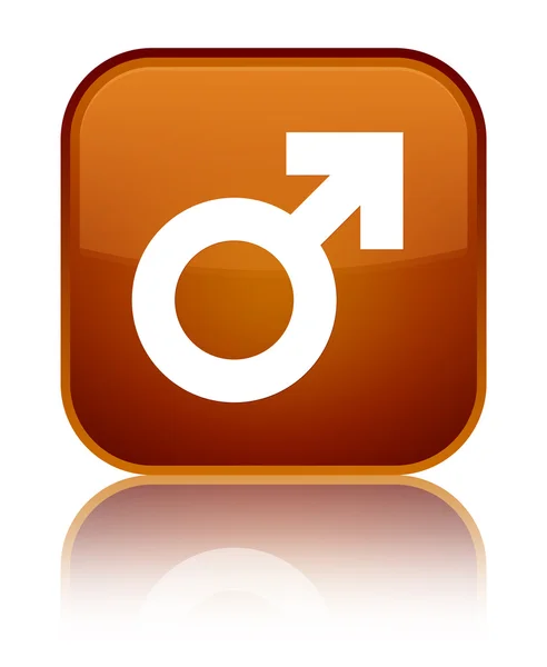 Signo masculino icono brillante botón cuadrado marrón — Foto de Stock