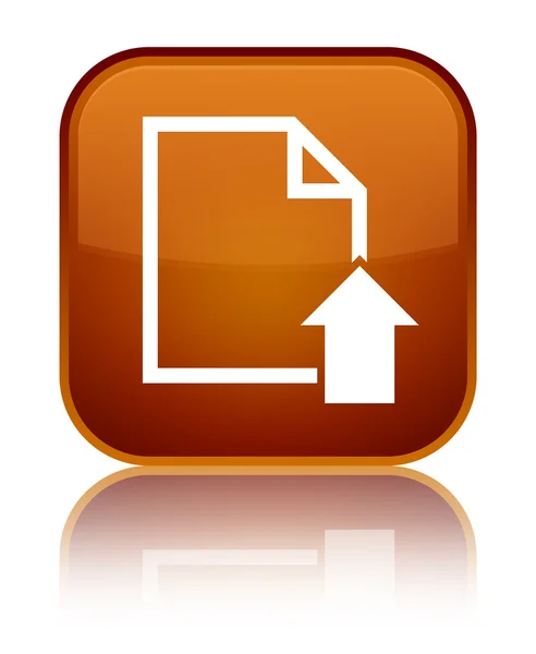 Przesyłanie dokumentu ikona błyszczące brązowy kwadratowy przycisk — Zdjęcie stockowe