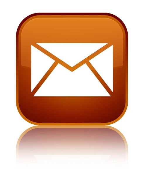 Ícone de e-mail brilhante botão quadrado marrom — Fotografia de Stock