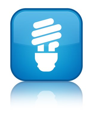 Ampul simgesi parlak mavi mavi kare düğme