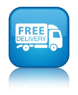Ücretsiz teslimat kamyonu kutsal kişilerin resmi parlak mavi mavi kare düğme