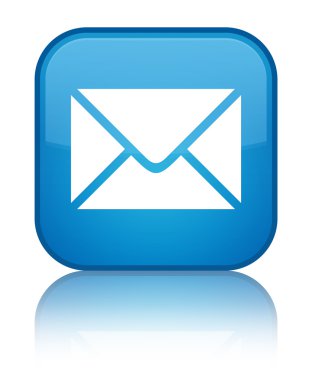 E-posta kutsal kişilerin resmi parlak mavi mavi kare düğme