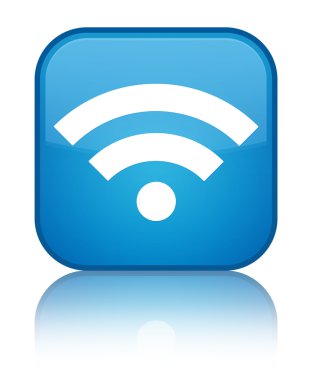 WiFi kutsal kişilerin resmi parlak mavi mavi kare düğme