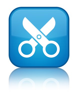 Makas kutsal kişilerin resmi parlak mavi mavi kare düğme