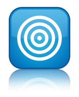 Hedef simgesi parlak mavi mavi kare düğme