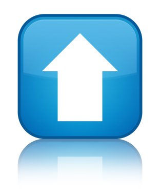 Ok simgesi parlak mavi mavi kare düğmesini upload