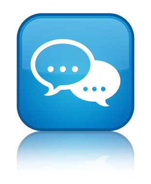 Konuşma balonu kutsal kişilerin resmi parlak mavi mavi kare düğme