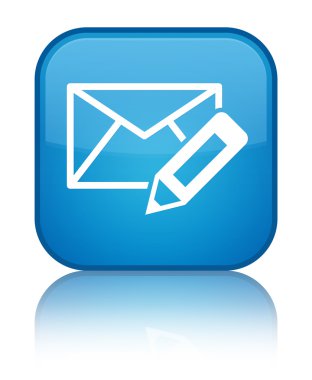 E-posta kutsal kişilerin resmi parlak mavi mavi kare düğme Düzenle