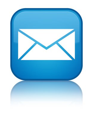 E-posta kutsal kişilerin resmi parlak mavi mavi kare düğme