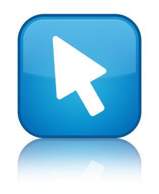 İmleç kutsal kişilerin resmi parlak mavi mavi kare düğme