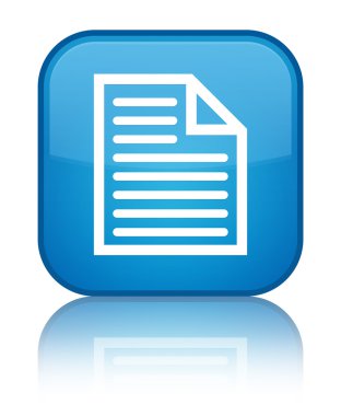 Belge sayfa simgesi parlak mavi mavi kare düğme