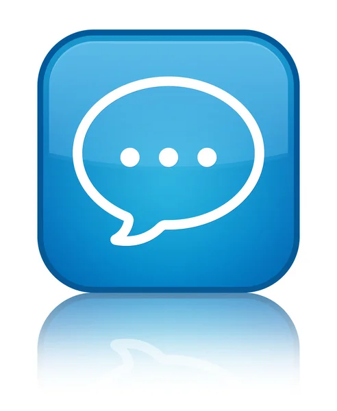 Przycisk mów-Talk bąbelek ikona błyszczący cyjan niebieski kwadrat — Zdjęcie stockowe