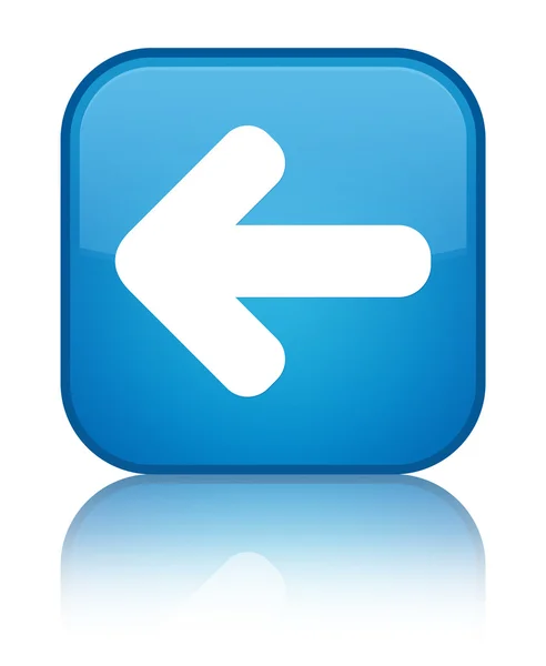 Indietro freccia icona blu ciano lucido pulsante quadrato — Foto Stock