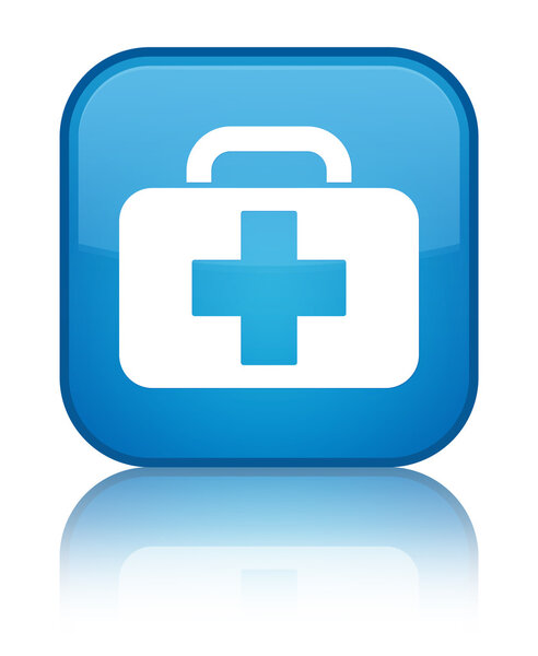 Medical bag icon shiny cyan blue square button