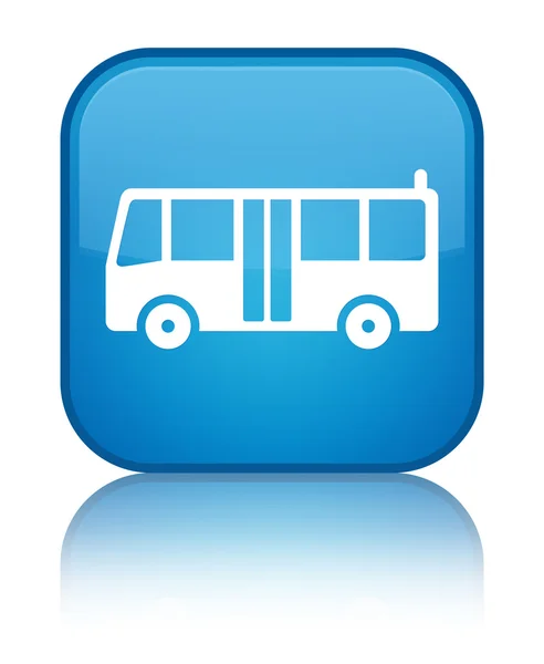 Buss ikonen glänsande cyan blå fyrkantiga knappen — Stockfoto