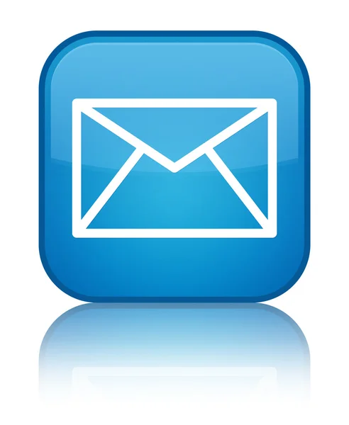 E-posta kutsal kişilerin resmi parlak mavi mavi kare düğme — Stok fotoğraf