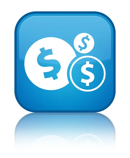 Ícone de finanças (sinal de dólar) botão quadrado azul ciano brilhante — Fotografia de Stock