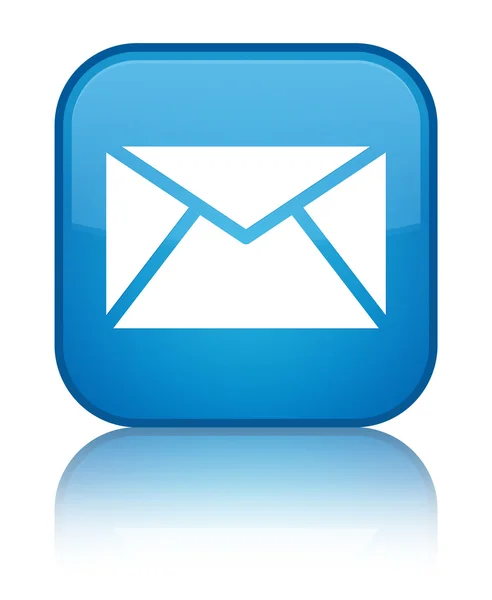 电子邮件图标闪亮青色蓝色方形按钮 — 图库照片