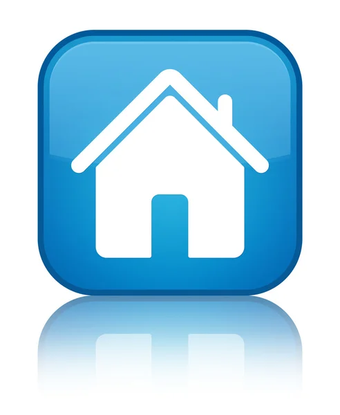 Σπίτι εικονίδιο λαμπρό κυανό μπλε τετράγωνο κουμπί — Φωτογραφία Αρχείου