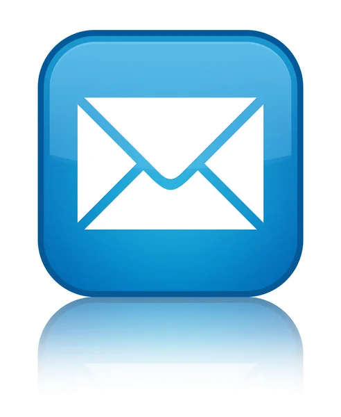 Ícone de e-mail brilhante botão quadrado azul ciano — Fotografia de Stock