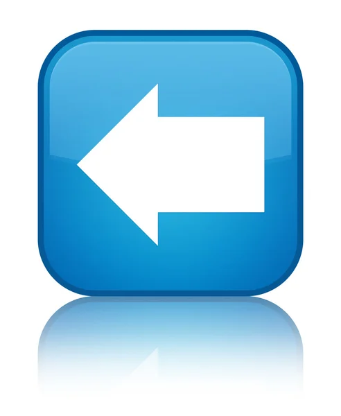 Back arrow icon shiny cyan blue square button — Stock Photo, Image