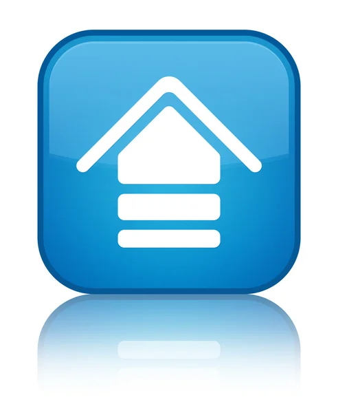 アップロード アイコン光沢シアン青い正方形ボタン — ストック写真