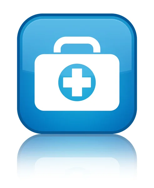 Піктограма набору першої допомоги блискуча блакитна квадратна кнопка — стокове фото