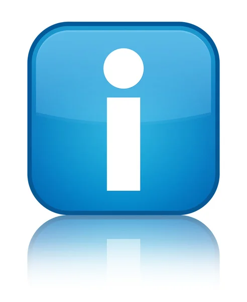 Info icona luccicante blu ciano quadrato pulsante — Foto Stock