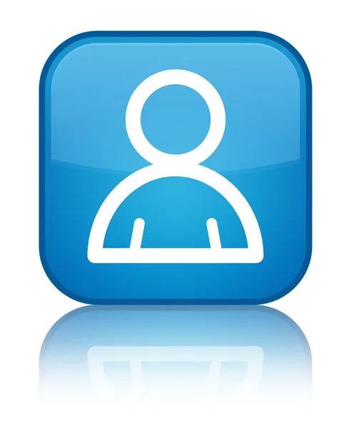 Ícone de membro brilhante botão quadrado azul ciano — Fotografia de Stock