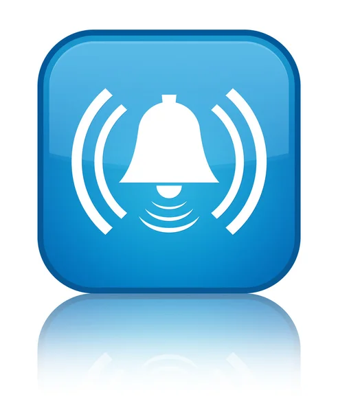 Alarm icon shiny cyan blue square button — Stock Photo, Image