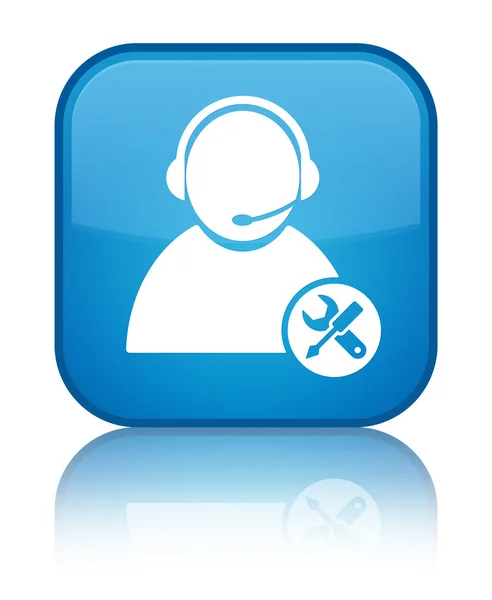 Tech support icon shiny cyan blue square button — Stock Photo, Image