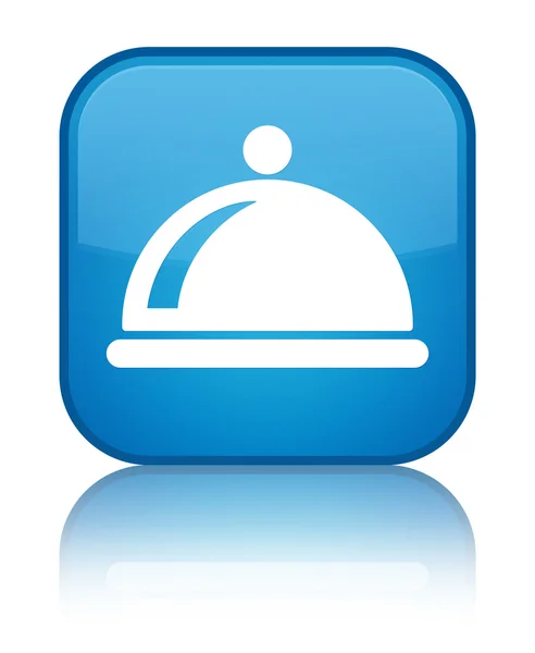 Food dish icon shiny cyan blue square button — Stock Photo, Image