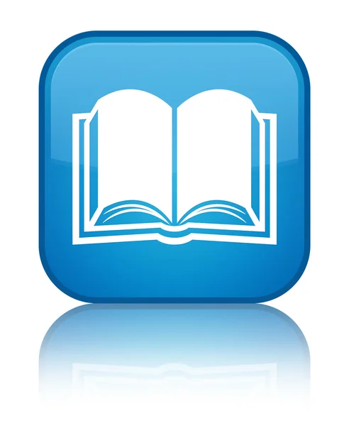 Book icon shiny cyan blue square button — Stock Photo, Image