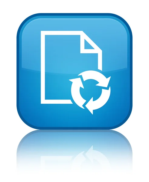 Icona processo documento pulsante quadrato blu ciano lucido — Foto Stock
