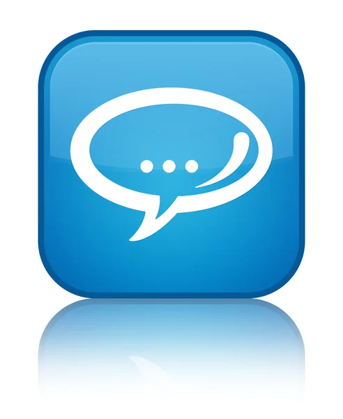 Sohbet simgesi parlak mavi mavi kare düğme — Stok fotoğraf
